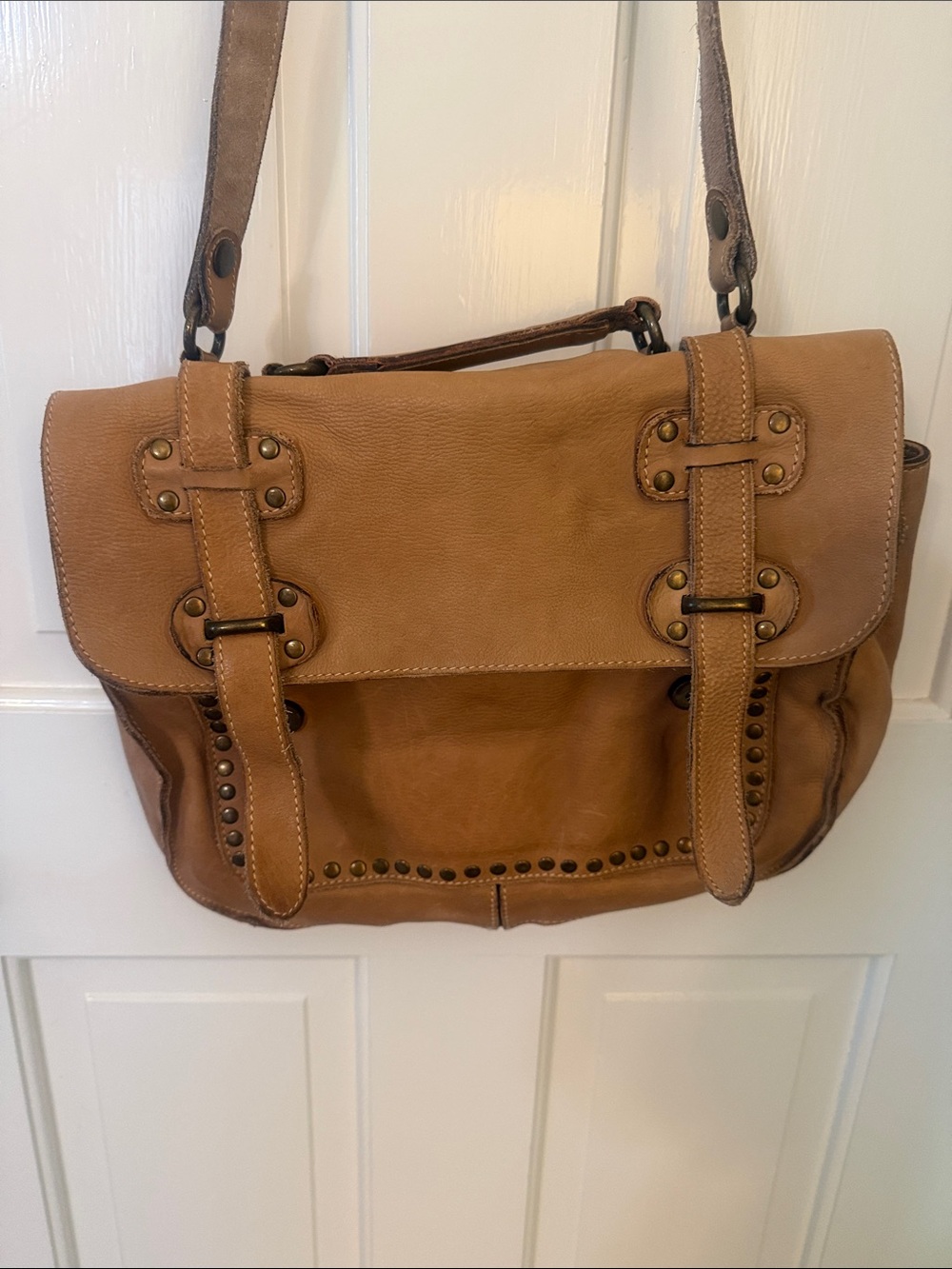 Patricia Nash Tan Leather Satchel Shoulder Bag